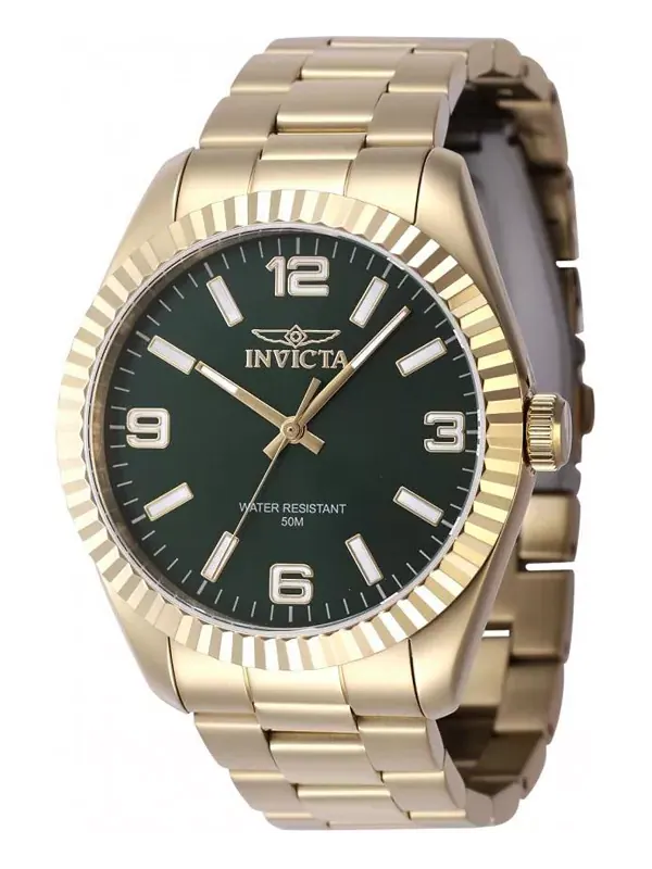 Мужские кварцевые часы Invicta 47459 с тремя стрелками и зеленым циферблатом — изображение 3 из 3, оттенок золото