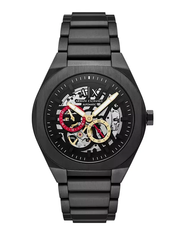 Мужские часы Armani exchange sync automatic из черной нержавеющей стали, 44 мм A|X Armani Exchange
