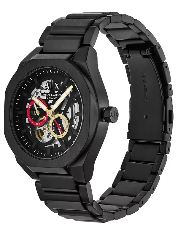 Мужские часы Armani exchange sync automatic из черной нержавеющей стали, 44 мм A|X Armani Exchange — изображение 4 из 4