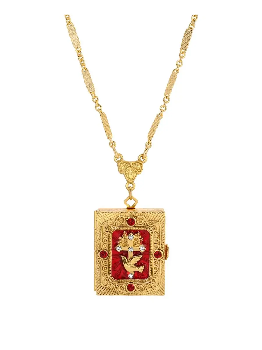 Кулон-крестик из красной эмали золотистого цвета Symbols Of Faith