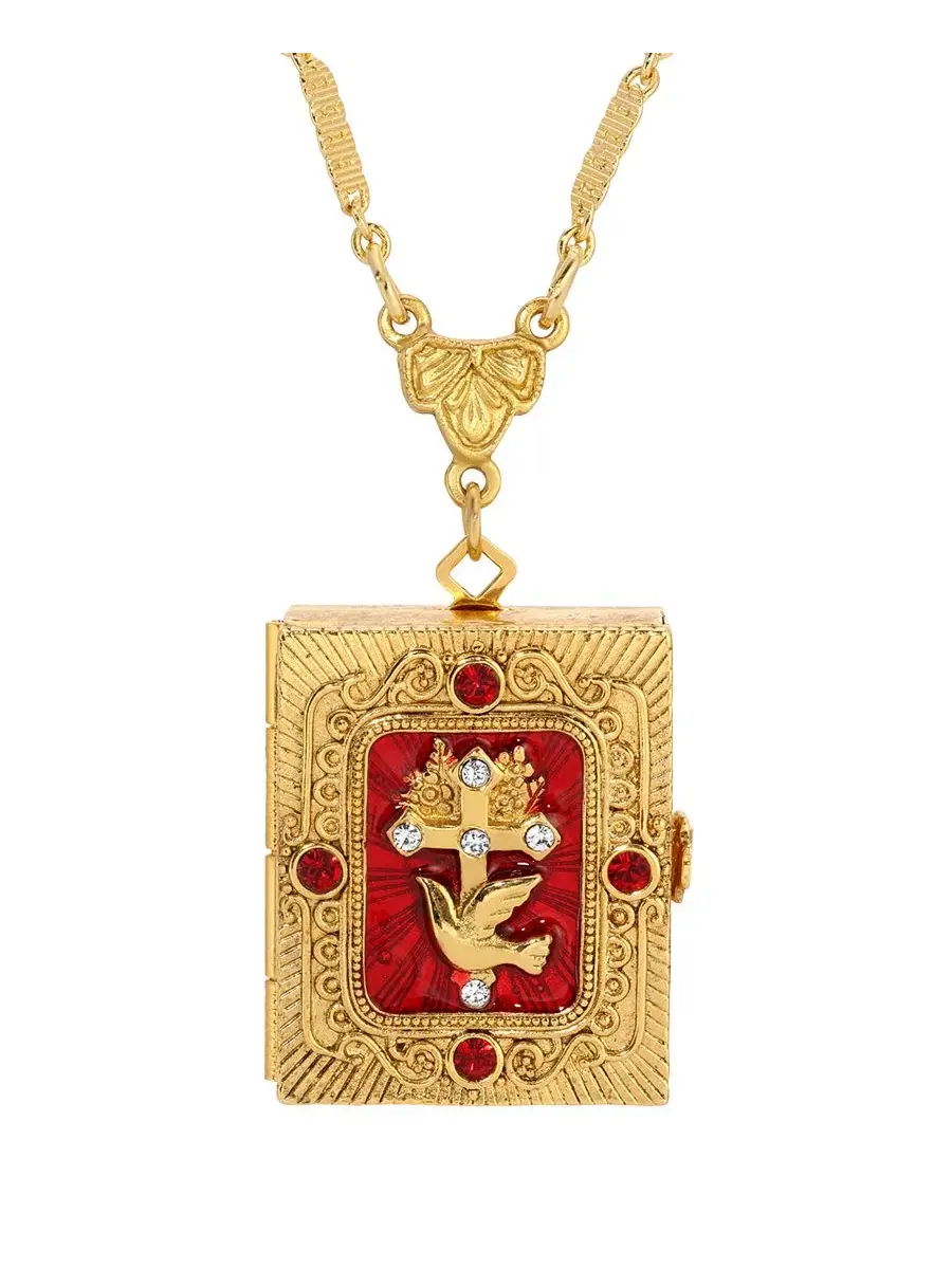 Кулон-крестик из красной эмали золотистого цвета Symbols Of Faith — изображение 3 из 3, оттенок красный