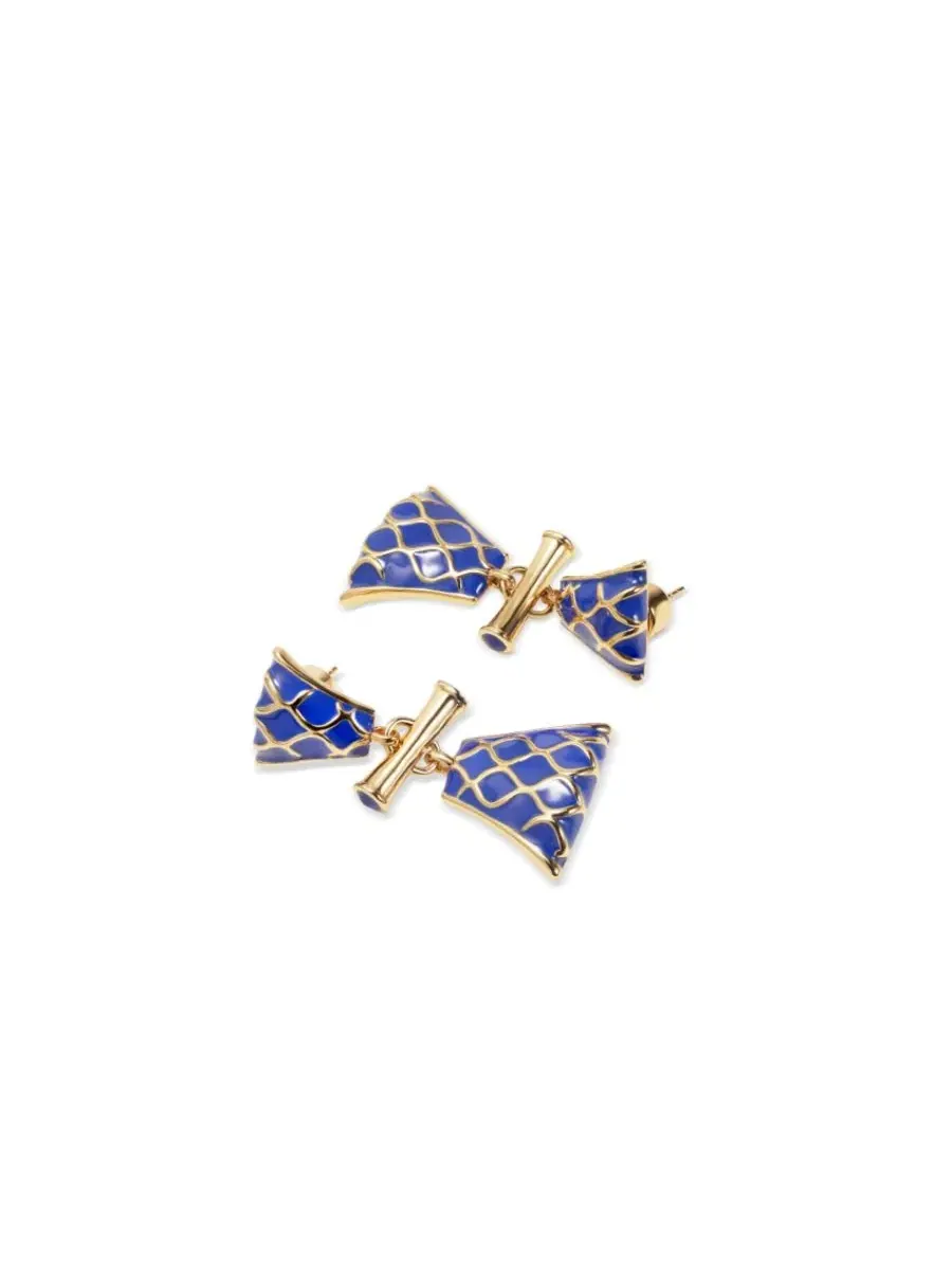 Серьги-пусеты с позолотой и синей эмалью Nirah Earrings RETRO CHIC — изображение 1 из 4, оттенок золотистый синий