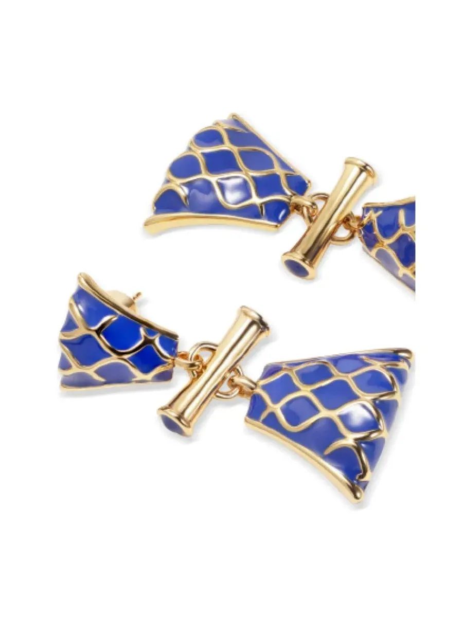 Серьги-пусеты с позолотой и синей эмалью Nirah Earrings RETRO CHIC — изображение 3 из 4, оттенок золотистый синий