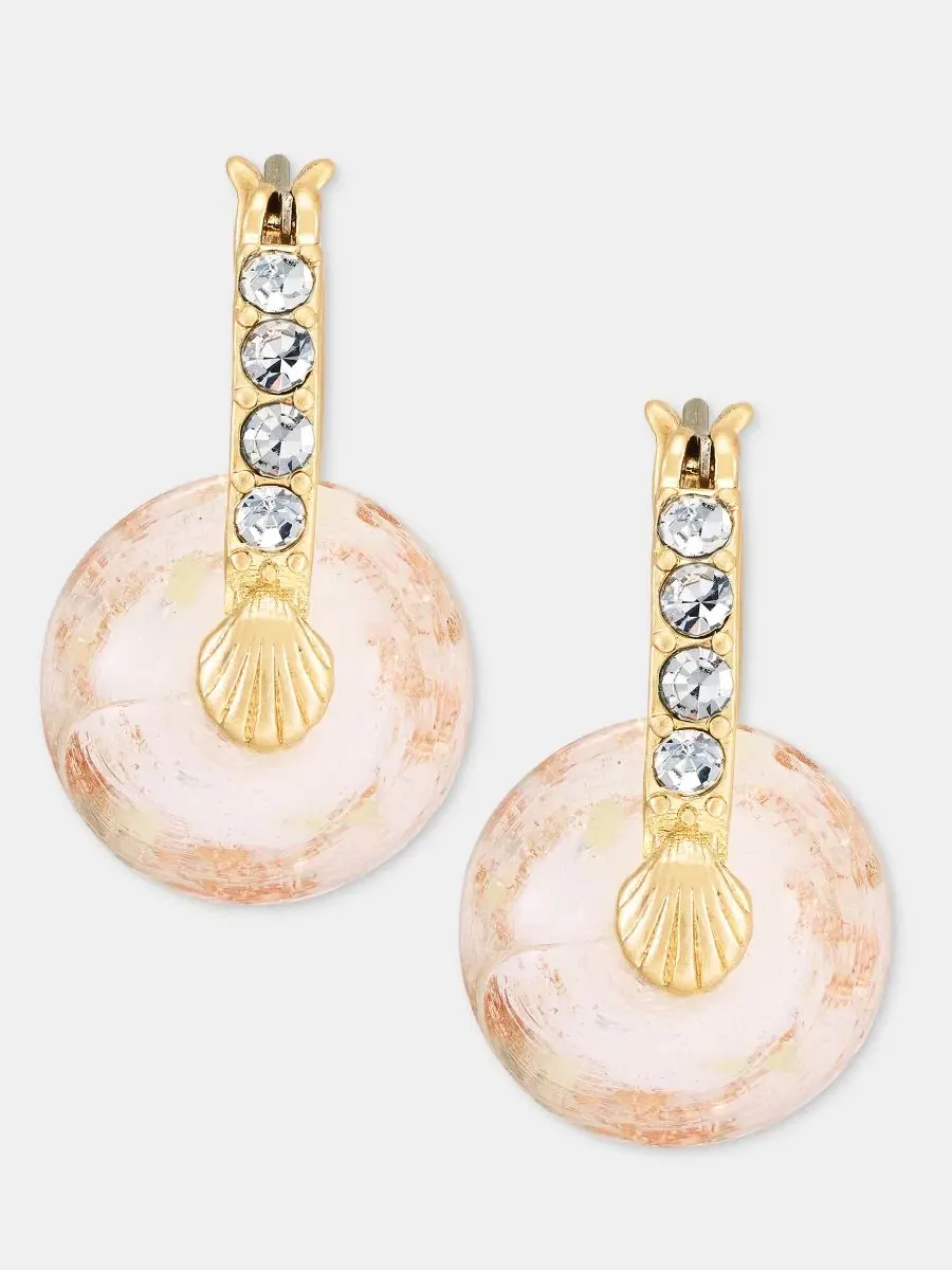 Серьги-пусеты с кристаллами Murano Glass Charm Pavé Hoop Lonna & Lilly — изображение 1 из 4, оттенок белый