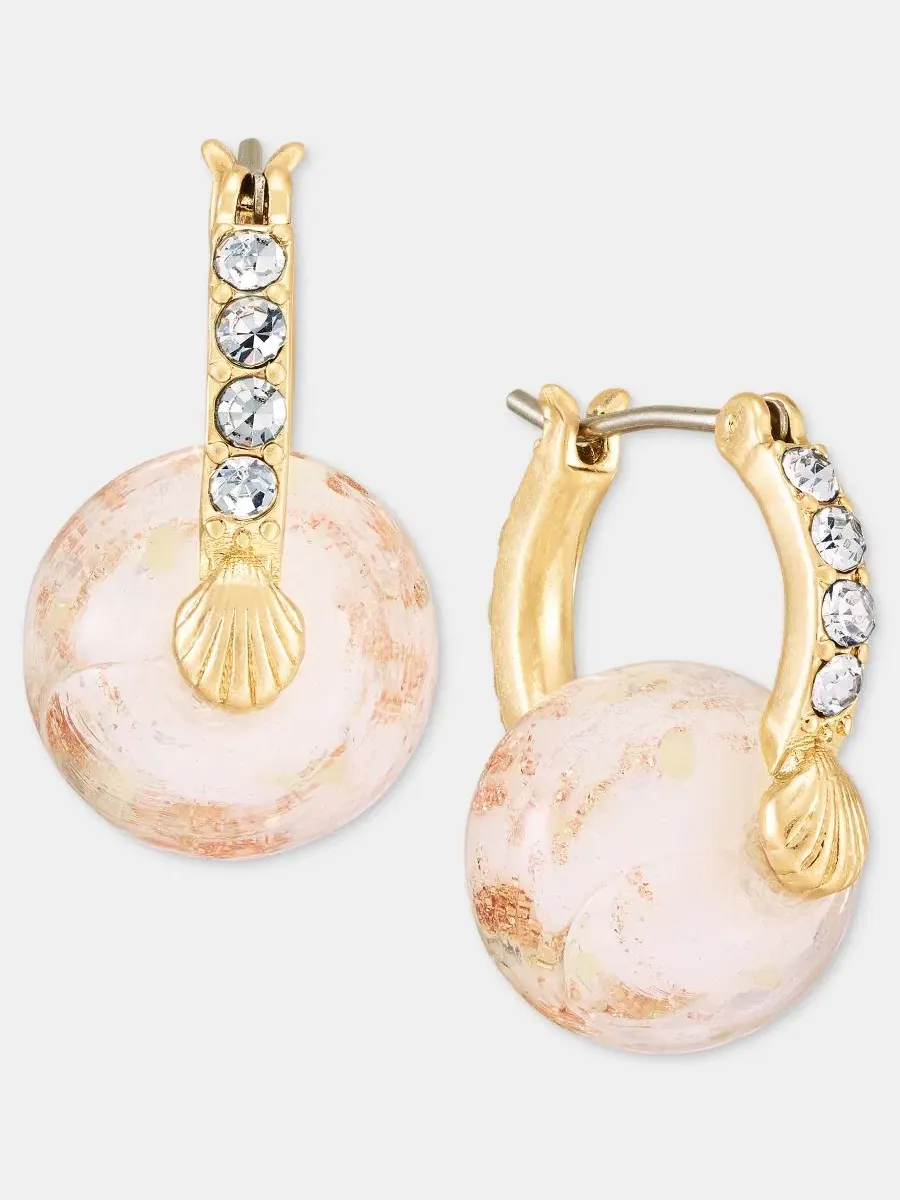Серьги-пусеты с кристаллами Murano Glass Charm Pavé Hoop Lonna & Lilly — изображение 2 из 4, оттенок белый