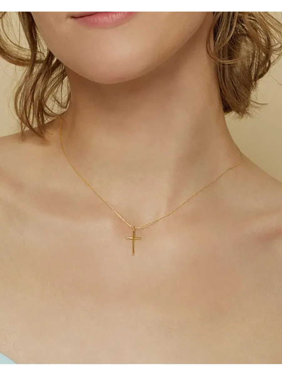 Кулон-крест с цепочкой Ariel Cross Bearfruit Jewelry — изображение 3 из 3, оттенок желтый золотистый