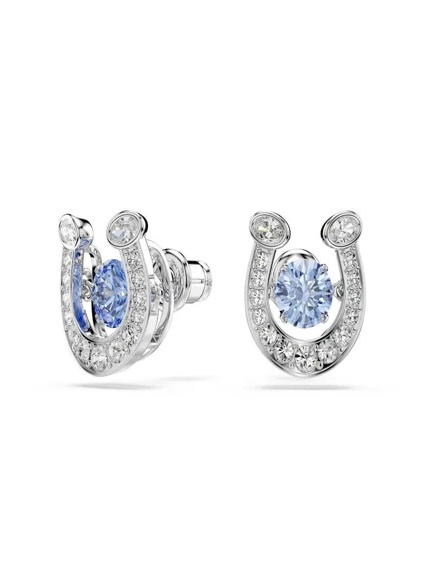 Серьги-пусеты с кристаллом Swarovski, Symbolica, Rhodium-Plated — изображение 2 из 5, оттенок синий