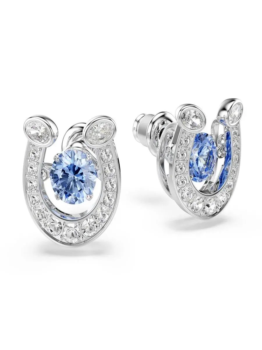 Серьги-пусеты с кристаллом Swarovski, Symbolica, Rhodium-Plated — изображение 3 из 5, оттенок синий
