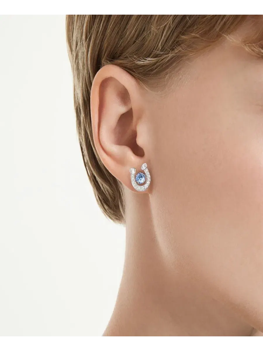 Серьги-пусеты с кристаллом Swarovski, Symbolica, Rhodium-Plated — изображение 5 из 5, оттенок синий