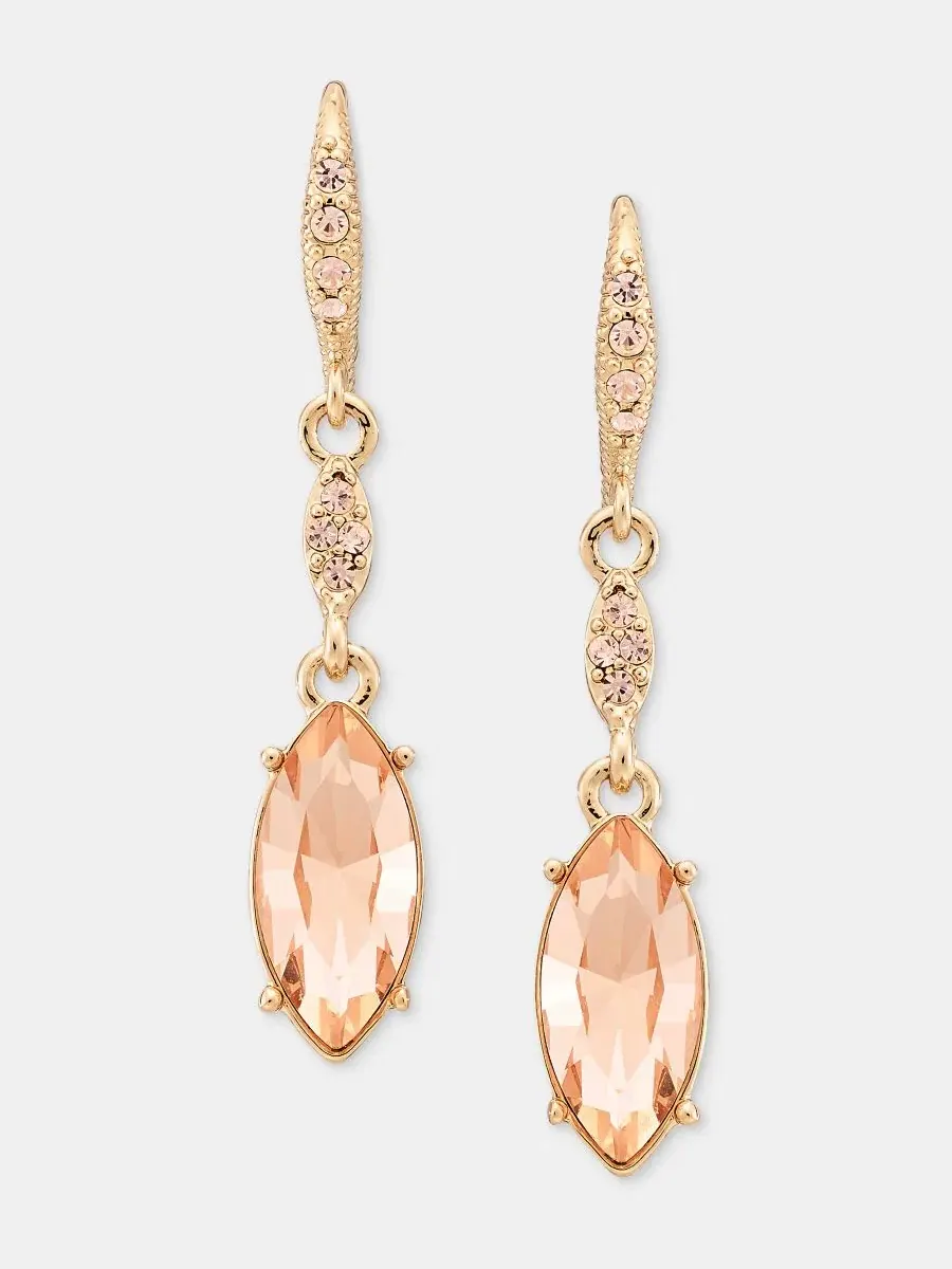 Серьги-подвески с кристаллами Crystal Double Drop Givenchy — изображение 1 из 4, оттенок темный розовый