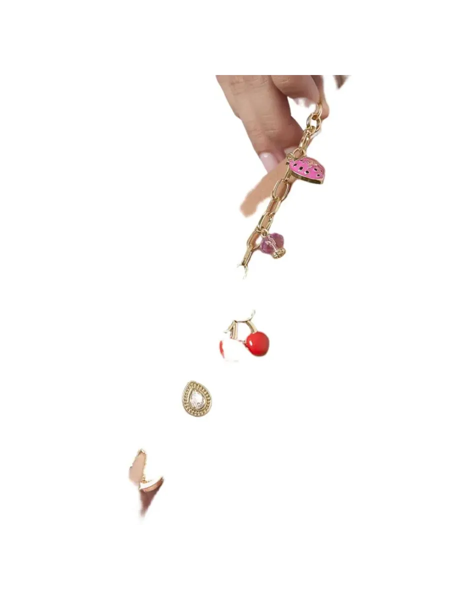Браслет-шарм с фруктами Cherry & Fruit Charm Bracelet Juicy Couture — изображение 3 из 8, оттенок золото