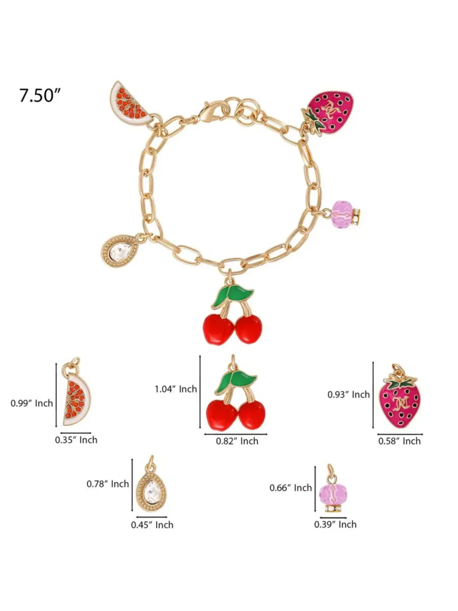 Браслет-шарм с фруктами Cherry & Fruit Charm Bracelet Juicy Couture — изображение 5 из 8, оттенок золото