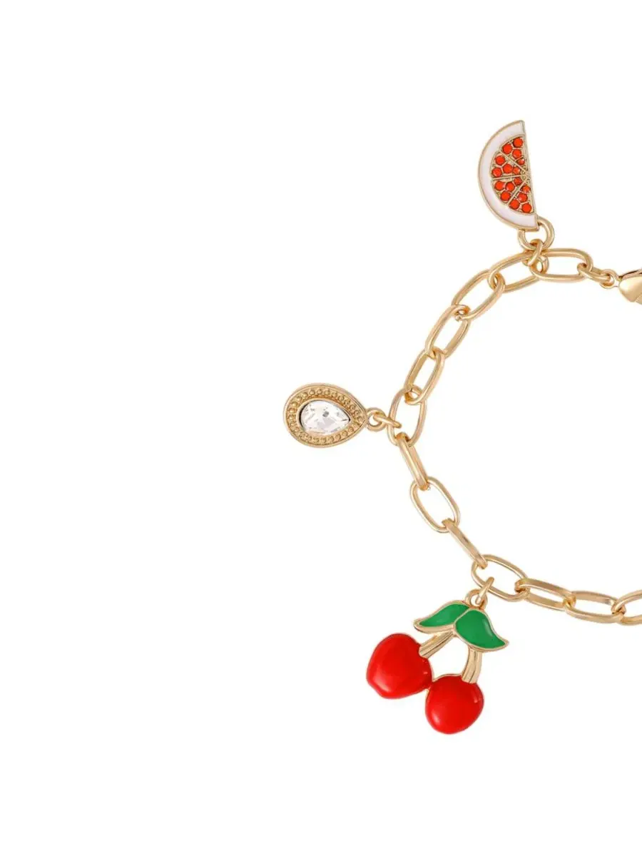 Браслет-шарм с фруктами Cherry & Fruit Charm Bracelet Juicy Couture — изображение 6 из 8, оттенок золото
