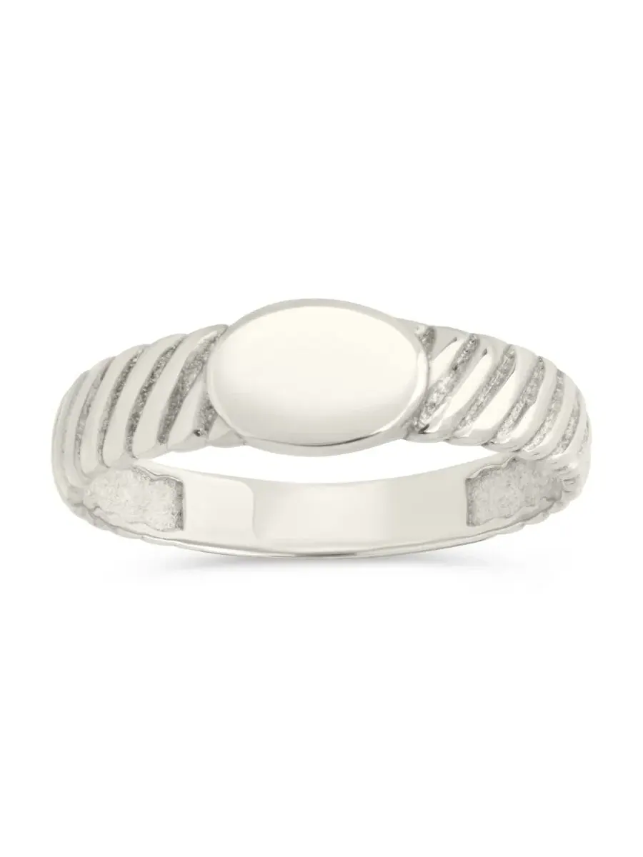 Кольцо-печатка Dixie Ribbed Signet Ring Sterling Forever — изображение 1 из 3, оттенок серебряный