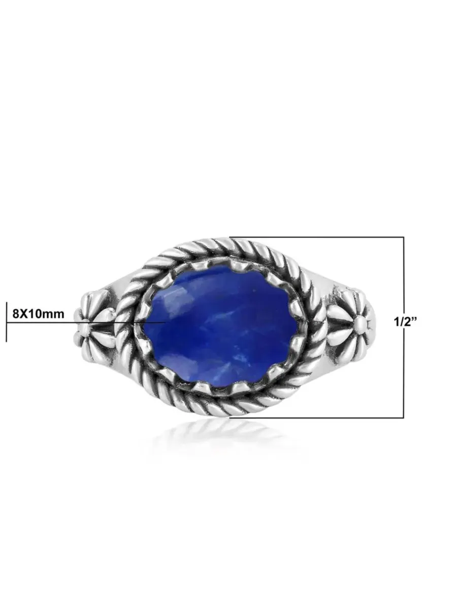 Кольцо из стерлингового серебра с лазуритом, размеры от 5 до 11 American West Jewelry — изображение 4 из 6