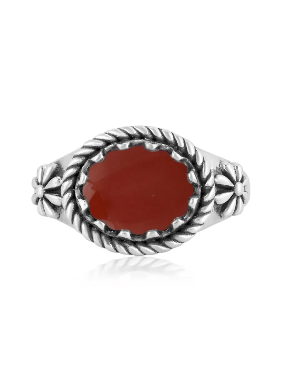 Кольцо из стерлингового серебра с красной яшмой, размер от 5 до 11 American West Jewelry — изображение 1 из 6