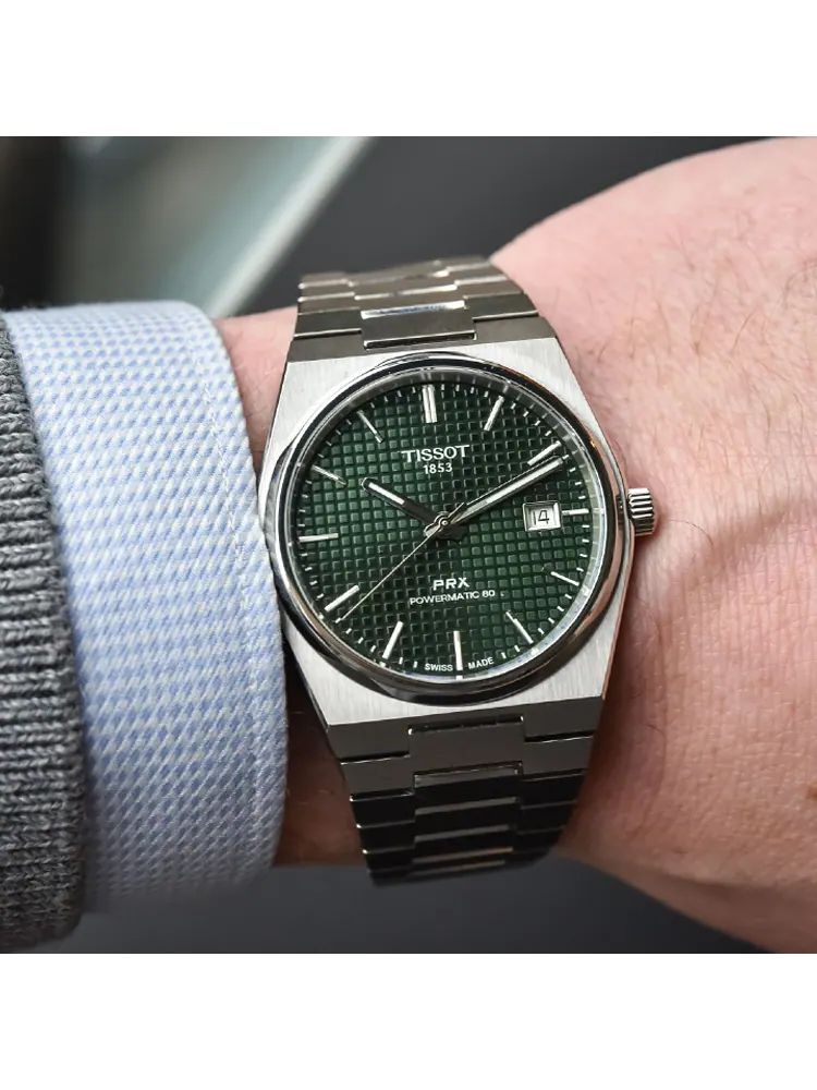 Tissot PRX Powermatic 80: Зеленый циферблат и швейцарская точность — изображение 6 из 8