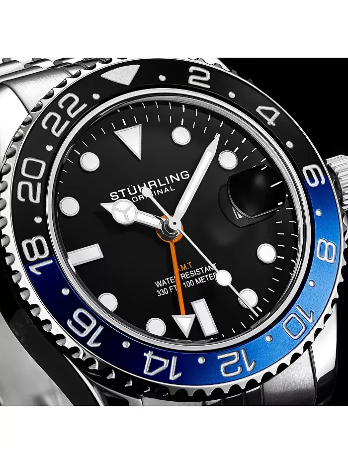 Мужские часы Aquadiver из нержавеющей стали с серебристым покрытием, черный циферблат, круглый — изображение 2 из 2