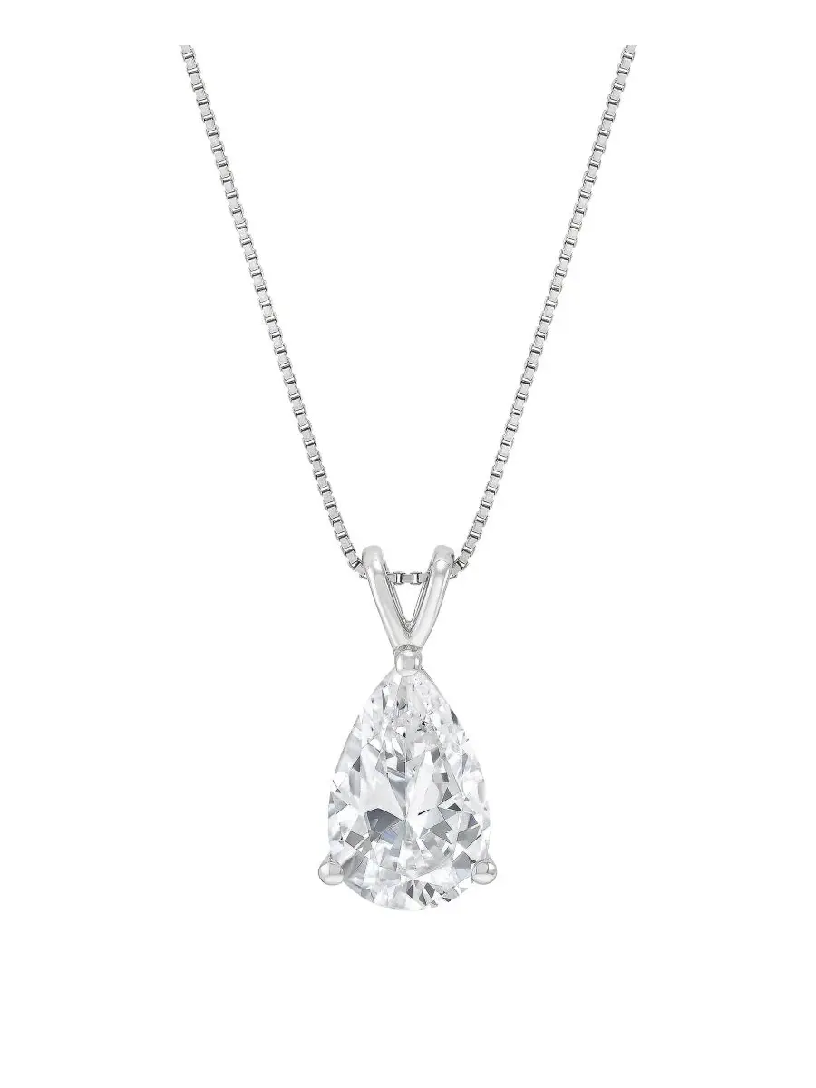 Колье с подвеской из лабораторно выращенного бриллианта Pear Cut Solitaire Pendant — изображение 1 из 4