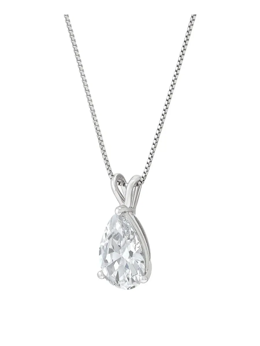 Колье с подвеской из лабораторно выращенного бриллианта Pear Cut Solitaire Pendant — изображение 2 из 4