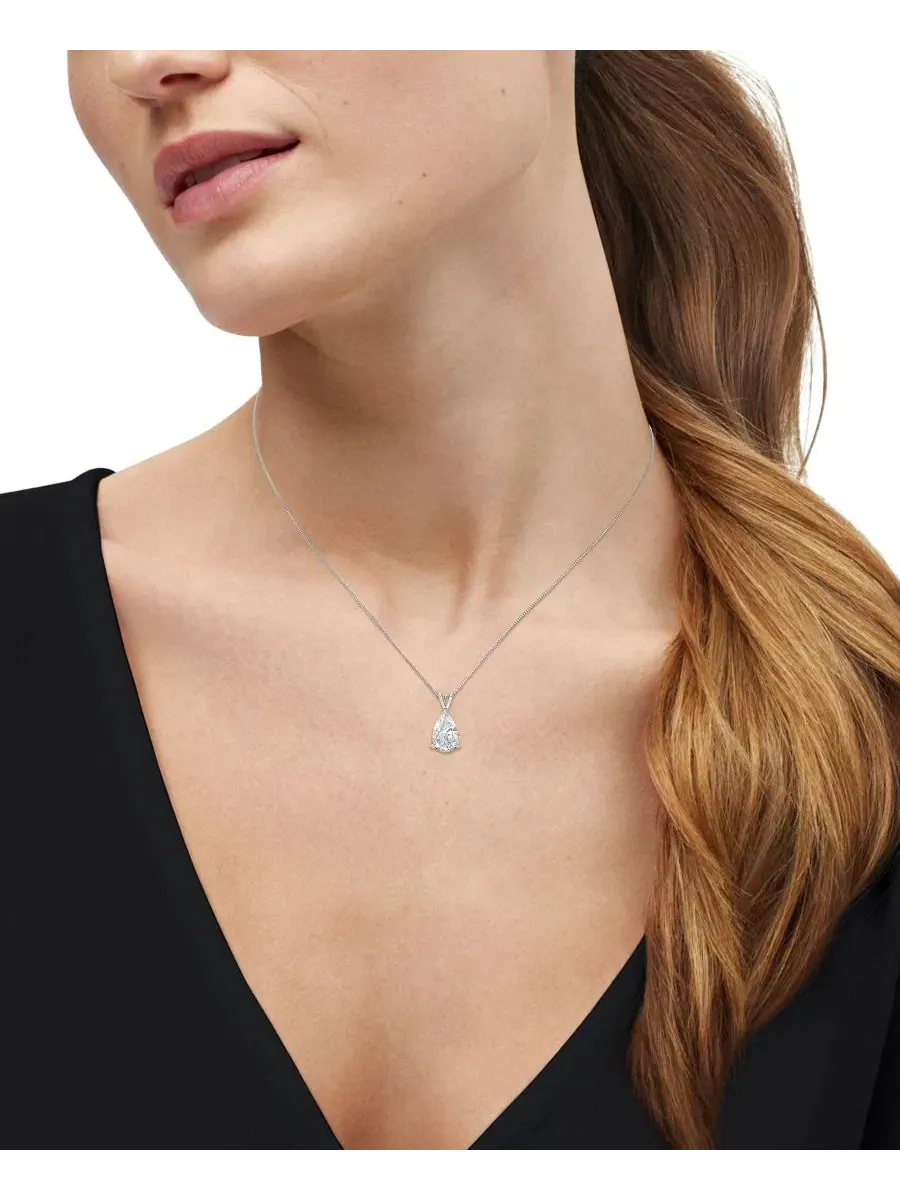 Колье с подвеской из лабораторно выращенного бриллианта Pear Cut Solitaire Pendant — изображение 4 из 4