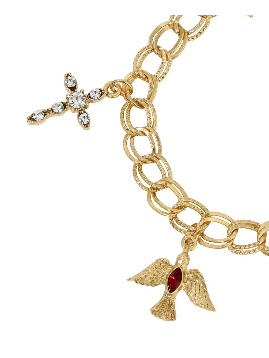 Браслет-цепочка с крестом и голубем Gold Tone Our Lady Of Guadalupe Charm Bracelet Symbols of Faith — изображение 3 из 3