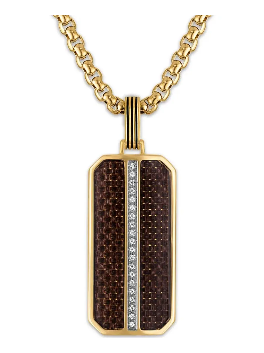 Кулон с бриллиантом на цепочке роло, Diamond Pendant Necklace Esquire Men's Jewelry