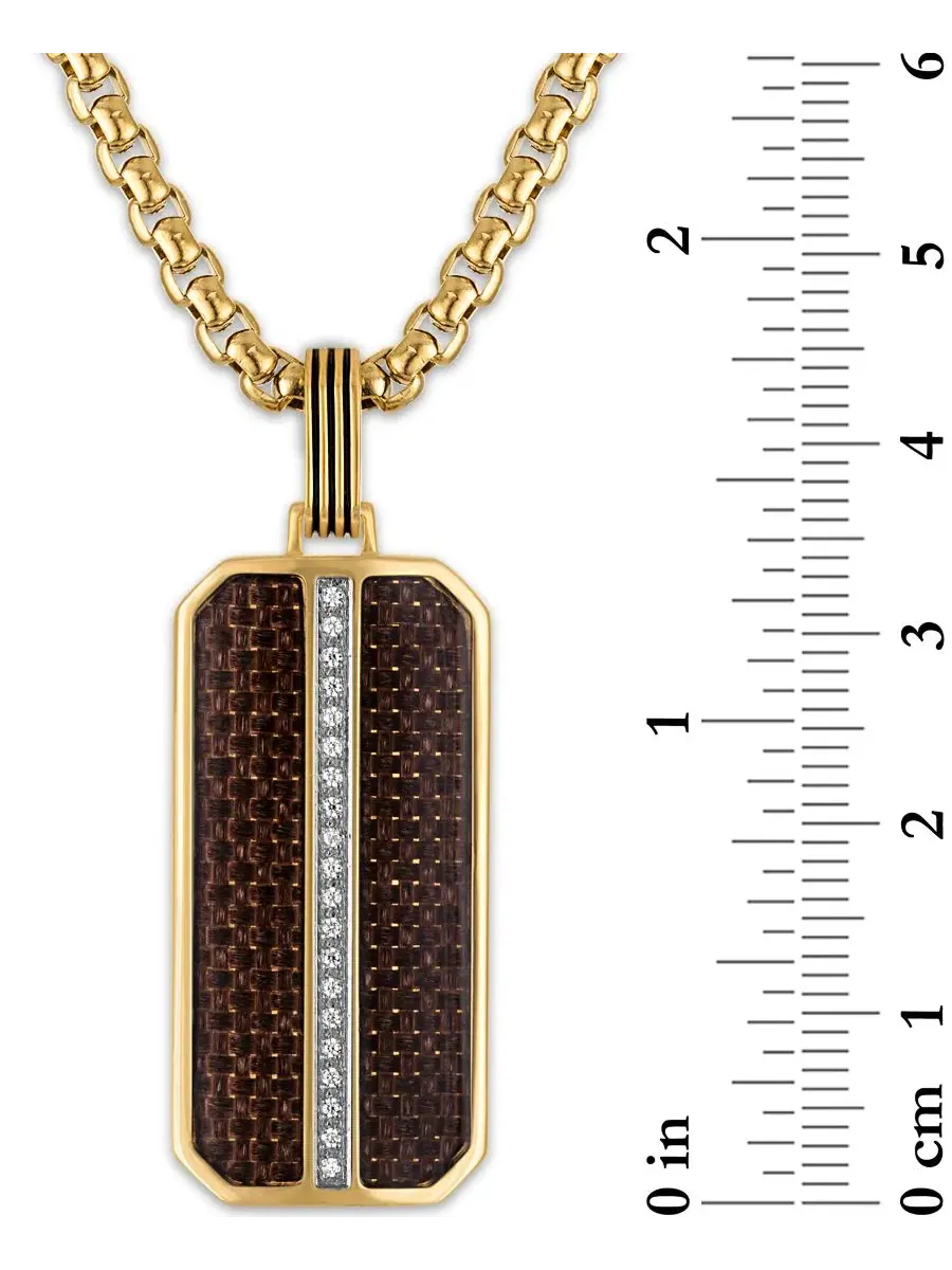 Кулон с бриллиантом на цепочке роло, Diamond Pendant Necklace Esquire Men's Jewelry — изображение 2 из 4, оттенок золото