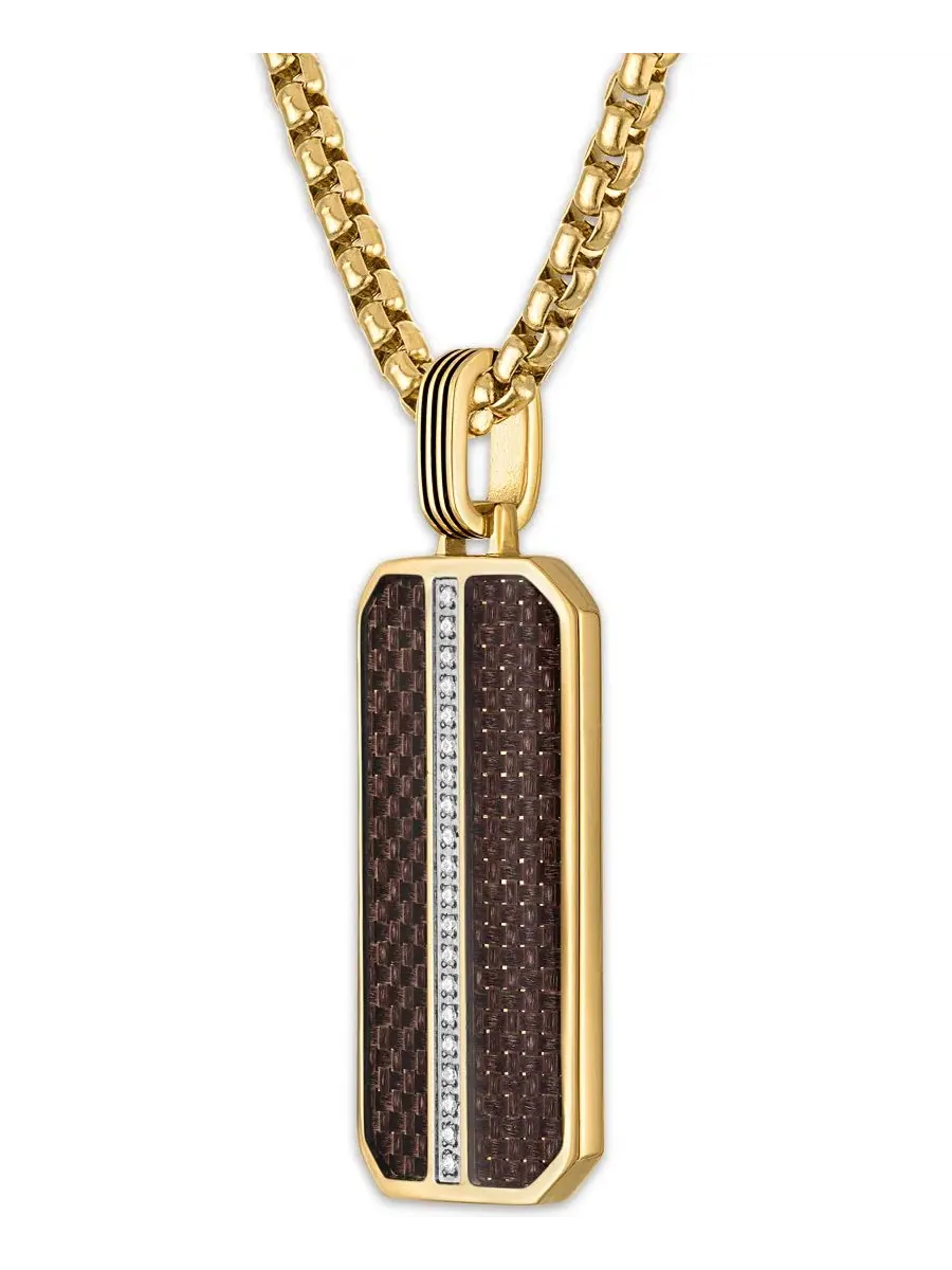 Кулон с бриллиантом на цепочке роло, Diamond Pendant Necklace Esquire Men's Jewelry — изображение 3 из 4, оттенок золото