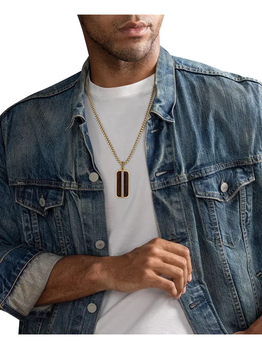Кулон с бриллиантом на цепочке роло, Diamond Pendant Necklace Esquire Men's Jewelry — изображение 4 из 4, оттенок золото