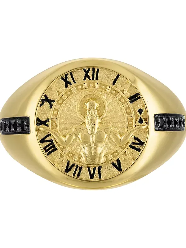 Мужское кольцо «Бог времени» из стерлингового серебра золотистого оттенка Bulova — изображение 1 из 3, оттенок золотистый