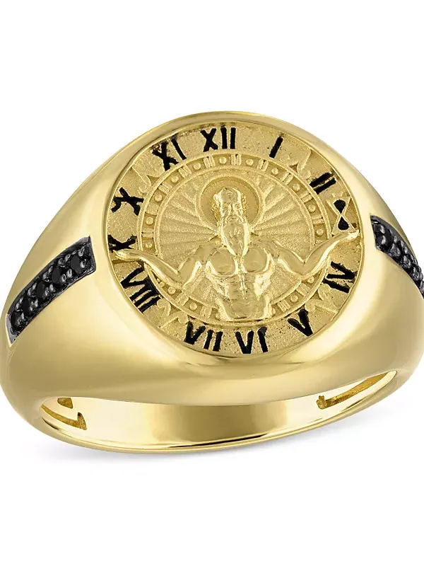 Мужское кольцо «Бог времени» из стерлингового серебра золотистого оттенка Bulova — изображение 3 из 3, оттенок золотистый
