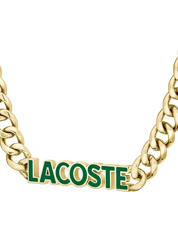 Ожерелье с подвеской в виде зеленого логотипа золотистого оттенка, 22 дюйма Lacoste — изображение 2 из 4, оттенок золото
