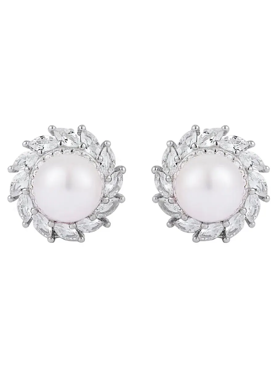 Серьги с жемчугом и сапфиром, модель Cultured Freshwater Pearl (8-9mm) & Lab-Grown Sapphire Belle — изображение 2 из 3