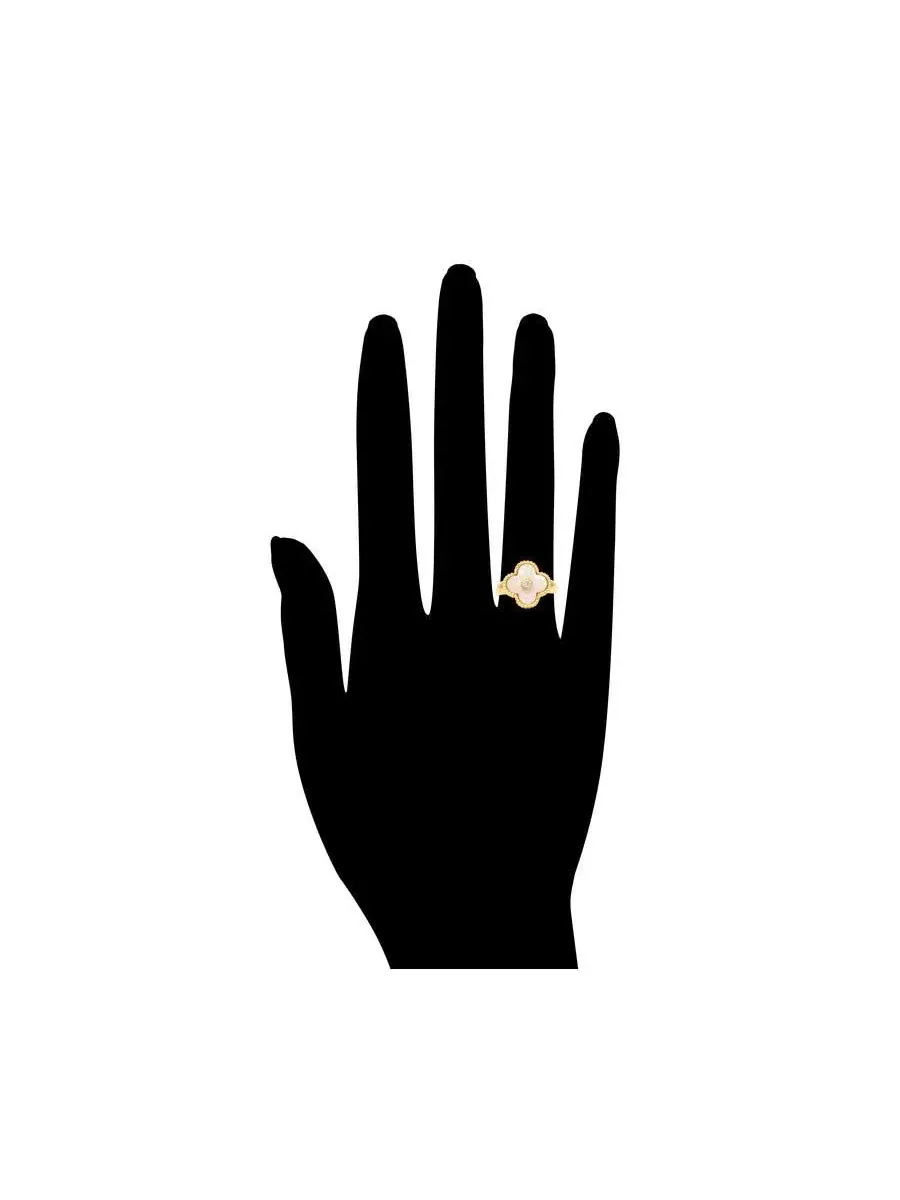 Кольцо с перламутром и фианитами, Mother of Pearl Clover Ring Rivka Friedman — изображение 4 из 4, оттенок золото