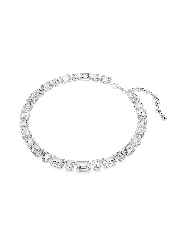 Теннисное ожерелье Millenia с восьмиугольной огранкой и белым родиевым покрытием Swarovski — изображение 2 из 4