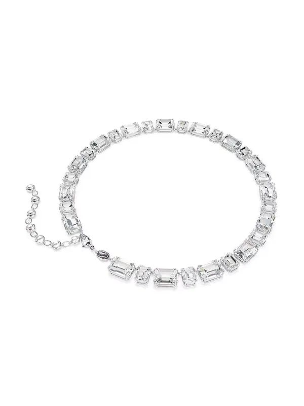 Теннисное ожерелье Millenia с восьмиугольной огранкой и белым родиевым покрытием Swarovski — изображение 3 из 4