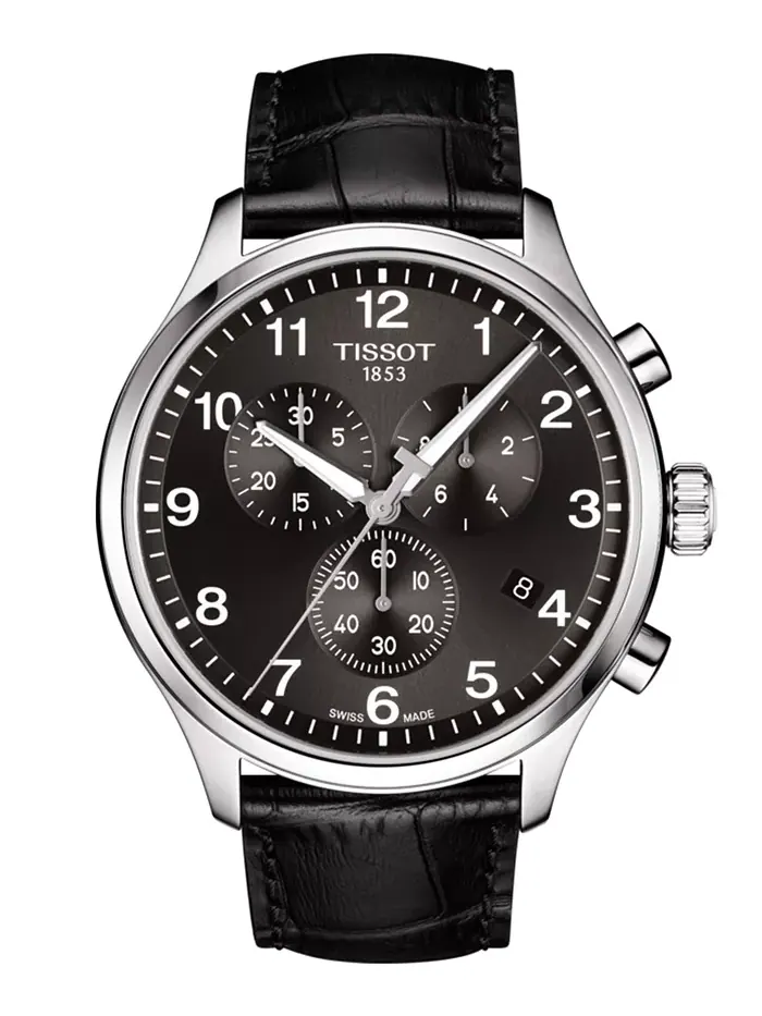 Мужские часы Tissot Chrono XL Classic T-Sport с черным кожаным ремешком — изображение 1 из 9, оттенок черный/черный