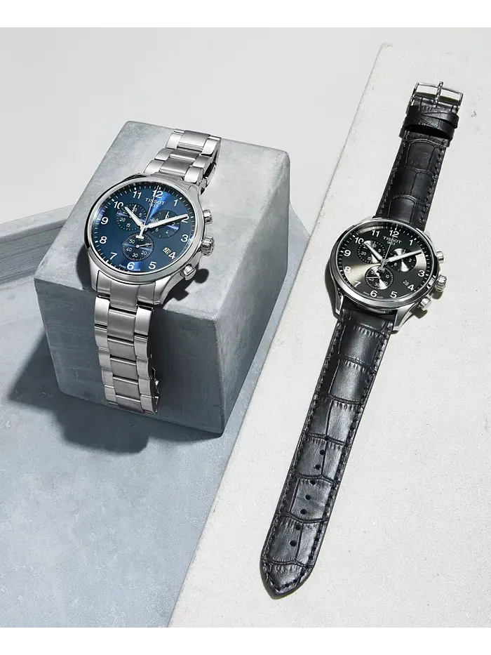 Мужские часы Tissot Chrono XL Classic T-Sport с черным кожаным ремешком — изображение 2 из 9, оттенок черный/черный