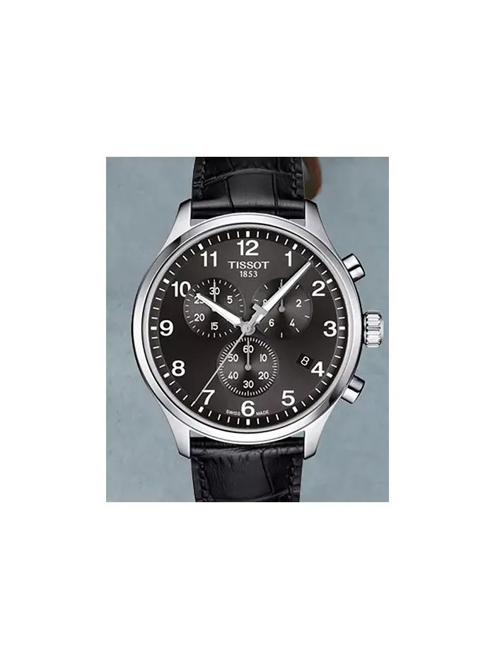 Мужские часы Tissot Chrono XL Classic T-Sport с черным кожаным ремешком — изображение 4 из 9, оттенок черный/черный