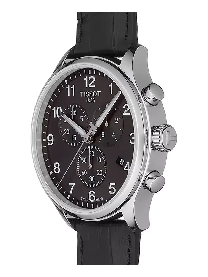 Мужские часы Tissot Chrono XL Classic T-Sport с черным кожаным ремешком — изображение 6 из 9, оттенок черный/черный