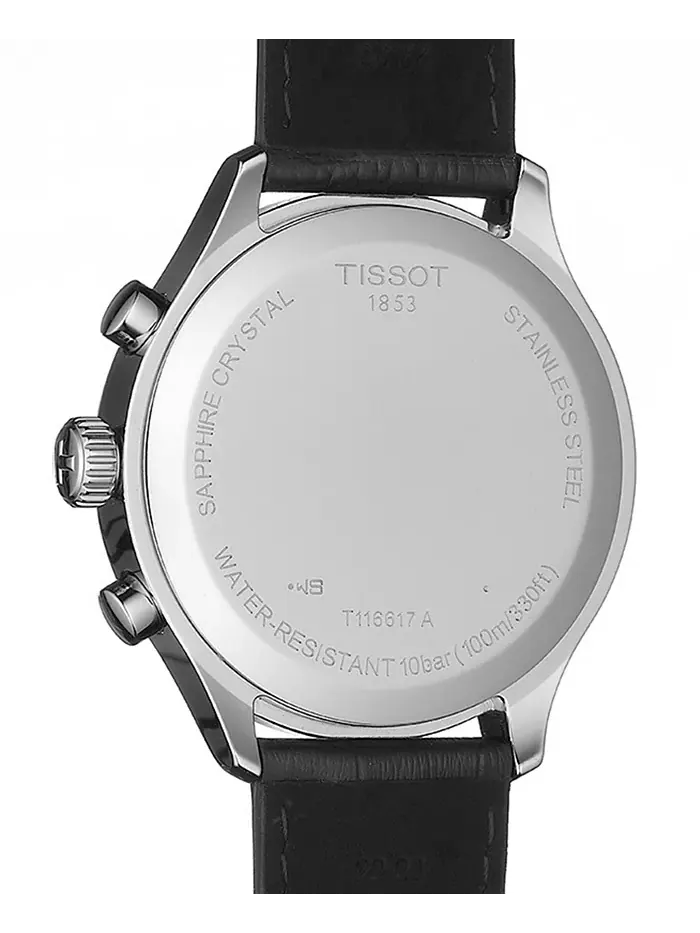 Мужские часы Tissot Chrono XL Classic T-Sport с черным кожаным ремешком — изображение 7 из 9, оттенок черный/черный