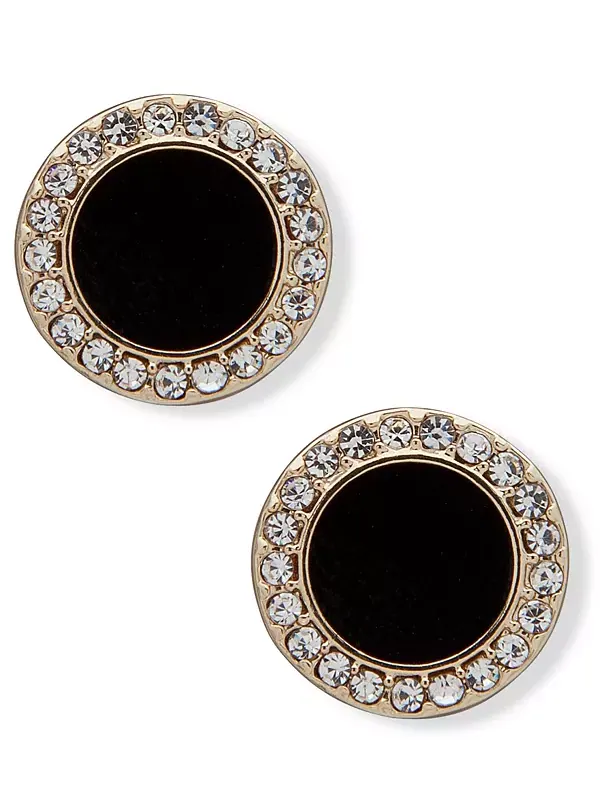 Серьги-Гвоздики с ореолом из золотистых камней и кристаллов Dkny