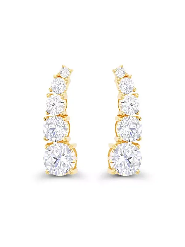 Изогнутые серьги-клаймберы из 14-каратного розового золота с кубическим цирконием (также из — изображение 1 из 4