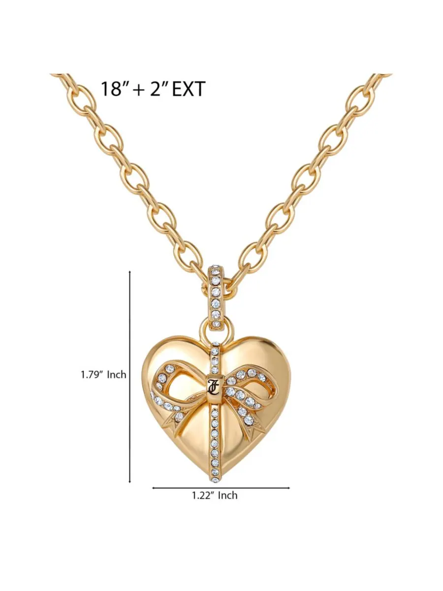 Колье с подвеской в виде сердца золотистого цвета - 18 + 2 дюйма Juicy Couture — изображение 5 из 9, оттенок золото