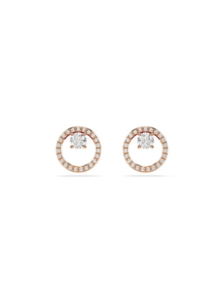 Белые серьги-гвоздики Constella с круглой огранкой Swarovski — изображение 1 из 9, оттенок розовый золотистый