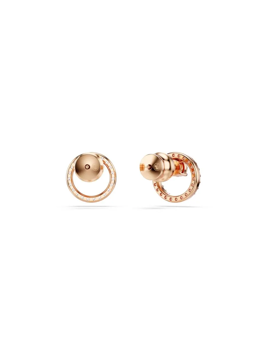 Белые серьги-гвоздики Constella с круглой огранкой Swarovski — изображение 4 из 9, оттенок розовый золотистый