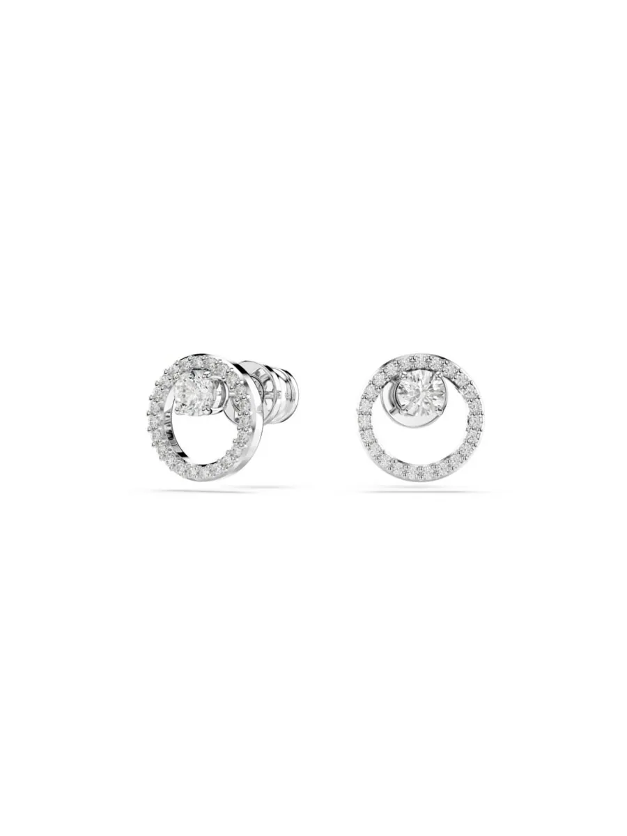 Белые серьги-гвоздики Constella с круглой огранкой Swarovski — изображение 6 из 9, оттенок розовый золотистый