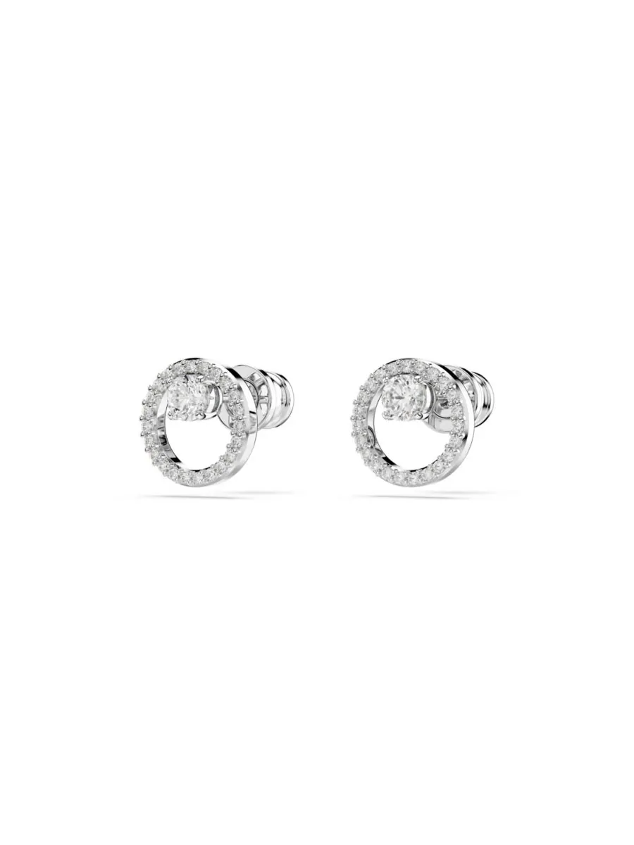 Белые серьги-гвоздики Constella с круглой огранкой Swarovski — изображение 7 из 9, оттенок розовый золотистый