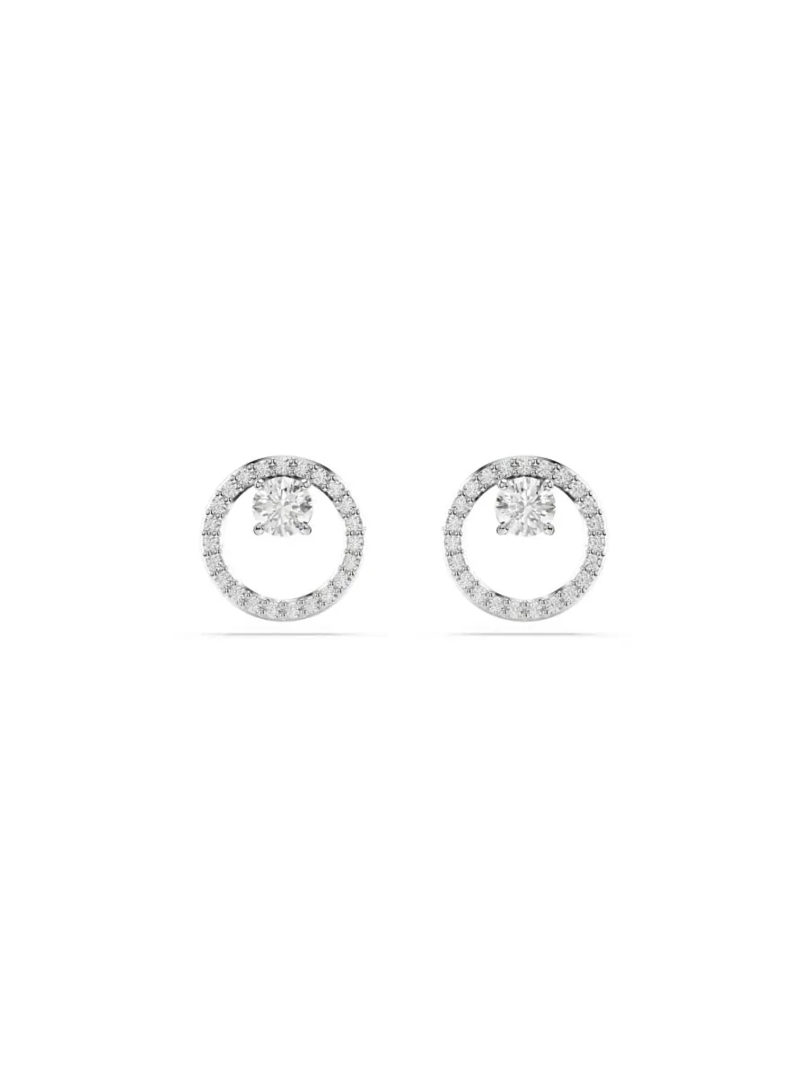 Белые серьги-гвоздики Constella с круглой огранкой Swarovski — изображение 1 из 5, оттенок серебряный